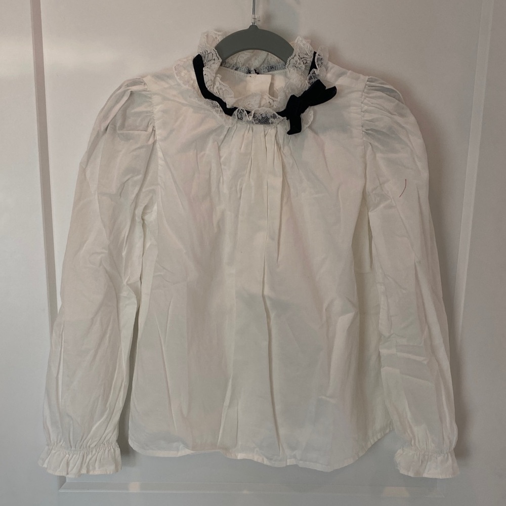 Elegant White Ruffled Girls Top